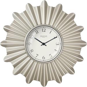 18" Mid Century Starburst Wall Clock, Morning Silver