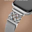 Stainless Steel Magnetic Loop Compatible with Apple Watch Band 41/40/38/49/46/45/44/42mm Women Mesh Celtic Knot Dressy Strap for iWatch Series 11/10/9/8/7/6/5/4/3/2/1/SE & Ultra(1/2/3)