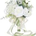 Wedding Bridal Bouquet Bridesmaid Bouquet Artificial Wedding Bouquet White Rose, Church, Home Decor Gift