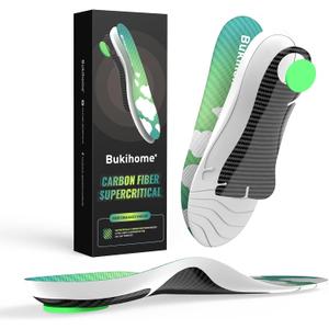Bukihome Carbon Fiber Insoles for Men Women, Supercritical Performance Inserts for Basketball, Running, Tennis & High-Impact Activities Arch Support with Enhanced Stability & Injury Prevention -L