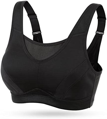 Wingslove High Impact Sports Bras for Women Plus Size Non Padded Wirefree Workout Bra Bounce Control, Black, 36 C