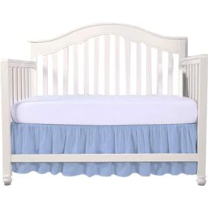 Light Blue Crib Bed Skirt, Perfect for Nursery Crib for Boys & Girls with a 14" Drop and Size 28"x 52" (28" x 52" with 14" Drop)