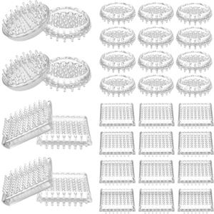 JJUNW 32Pcs Carpet Protector, Spiked Plastic Caster Cups Clear Round and Square Spiked Furniture Cups for Chair, Table, Sofa, Bookcases Furniture