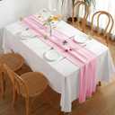 2 Pack 10 Ft Chiffon Table Runner Light Pink Gauze Long Table Runners 27x120 Inches Sheer Tulle Table Runner for Rustic Wedding Reception Bridal Shower Decorations Birthday Party