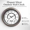 Pytha Sight Illuminated Large Metal Outdoor Clocks Waterproof 15 Inches with AI Auto Light Smart Sensor,Large Indoor Outdoor Wall Clocks with Thermometer & Hygrometer for Patio, Pool, Garden,Porch