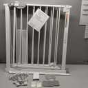 WAOWAO Triple Lock Baby Gate Extra Wide 72.04-76.77" Pressure Mounted Walk Through Swing Auto Close Safety White Metal Dog Pet Puppy for Stairs, Doorways, Kitchen