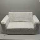 Delta Children Cozee Flip-Out Sherpa 2-in-1 Convertible Sofa to Lounger for Kids, Cream