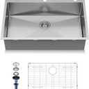 15-Inch Drop in Kitchen Sink Handmade Topmount 18 Gauge 304 Stainless Steel Single Bowl Kitchen Sink with Accessary in 15"Lx15"Wx10"D