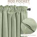 100% Blackout Shield Linen Blackout Curtains for Bedroom 84 Inches Long, Back Tab/Rod Pocket Living Room Drapes, Thermal Insulated Blackout Curtains 2 Panels Set, 50" W x 84" L, Sage