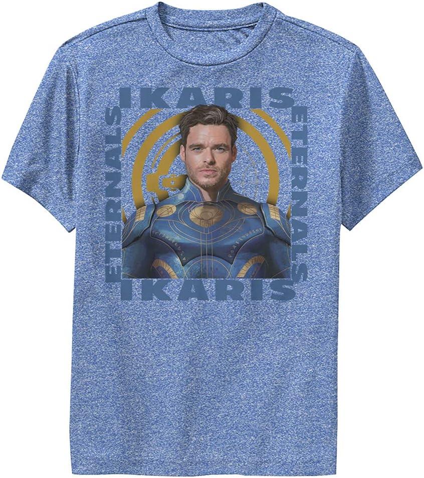Marvel Eternals Ikaris Hero Box Boy's Performance Tee (Medium, Royal Blue Heather)