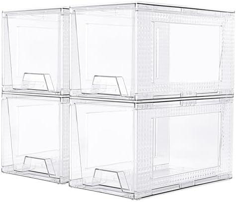 JollyPack 2 Pack Clear Stackable Storage Drawers, Easy to Assemble Multi-Use Bathroom Organizers and Storage, Suitable for Vanity, Bathroom, Makeup, Under Sink, Office, Kitchen and Pantry, 11.8"D x 7.1"W x 6.8"H