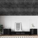 WOWSTAR 12-Pack 24"x24" Drop Ceiling Tiles, Waterproof Glue Up Vintage Style 3D Ceiling Tiles, Black