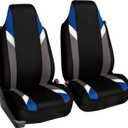 FH Group Front Set Cloth Car Seat Covers for Bucket Seats, 1-Piece Seat Cover, Universal Fit, Airbag Compatible, SUV, Van Seat Covers, Blue
