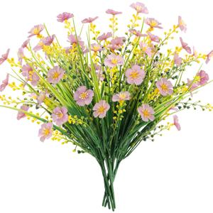 MACTING Artificial Flowers for Outdoors 6 Bundles UV Resistant Fake Flowers No Fade Faux Outdoor Plants for Indoor Outside Planters Garden Porch Yard Window Pot Home Summer Decorations,Light Purple