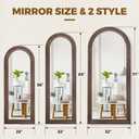 58x22 Solid Wood Arched Full Length Mirror, Elegant Brown Finish
