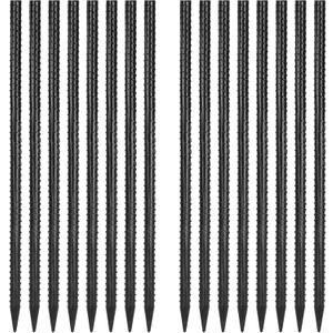 16 Inches Rebar Stakes(16pcs) Heavy Duty Straight Metal Ground Anchors with Chisel Point Ends for Timber,Concrete,Plant Support,Camping Tents,3/8 Inch Thickness Garden Stakes,Black