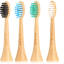 Bamboo Toothbrush Replacement Heads Compatible with Philips Sonicare, Soft CastorOil Biodegradable Bristles, EcoFriendly Bamboo Handle, 4 Pack, Sustainable Daily Cleaning