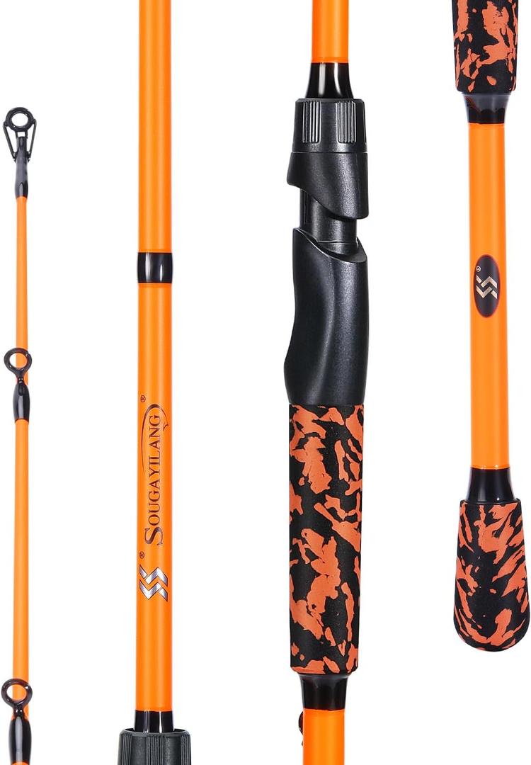 Sougayilang IM7 Graphite Fishing Rod – 2-Piece Casting & Spinning, Medium/Medium Heavy Power, Stainless Steel Guides with Zirconium Rings, EVA Handle & Hook Keeper for Bass, Trout, Walleye, Catfish, Spin-7'00''-2pcs-MH