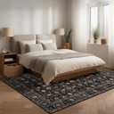 Ruaruarug Area Rug Non Slip Machine Washable Ultra Soft Living Room/Bedroom/Kitchen/Outdoor/Classroom Black Gold, 6'9'