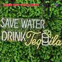 Save Water Drink Tequila Party Decorations Bar Neon Sign - Super Bright - Large Size (24x12'') - Remote Included Led Bar Sign for Party Mexican Restaurant Decor Neon Signs for Man Cave