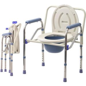 Folding Bedside Commode Toilet for Seniors Adults Portable, Standard Seat, Sturdy Steel Frame, 5.3 QT. Bucket, 330 lbs Weight Capacity, Tool-Free Assembly