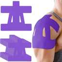 20 Count Kinesiology Tape for Shoulder Pain Relief Pre Cut Sports Waterproof Breathable Enhance Elastic Kinesiology Athletic Tape for Shoulder Support and Muscle Baseball Sports(Purple)