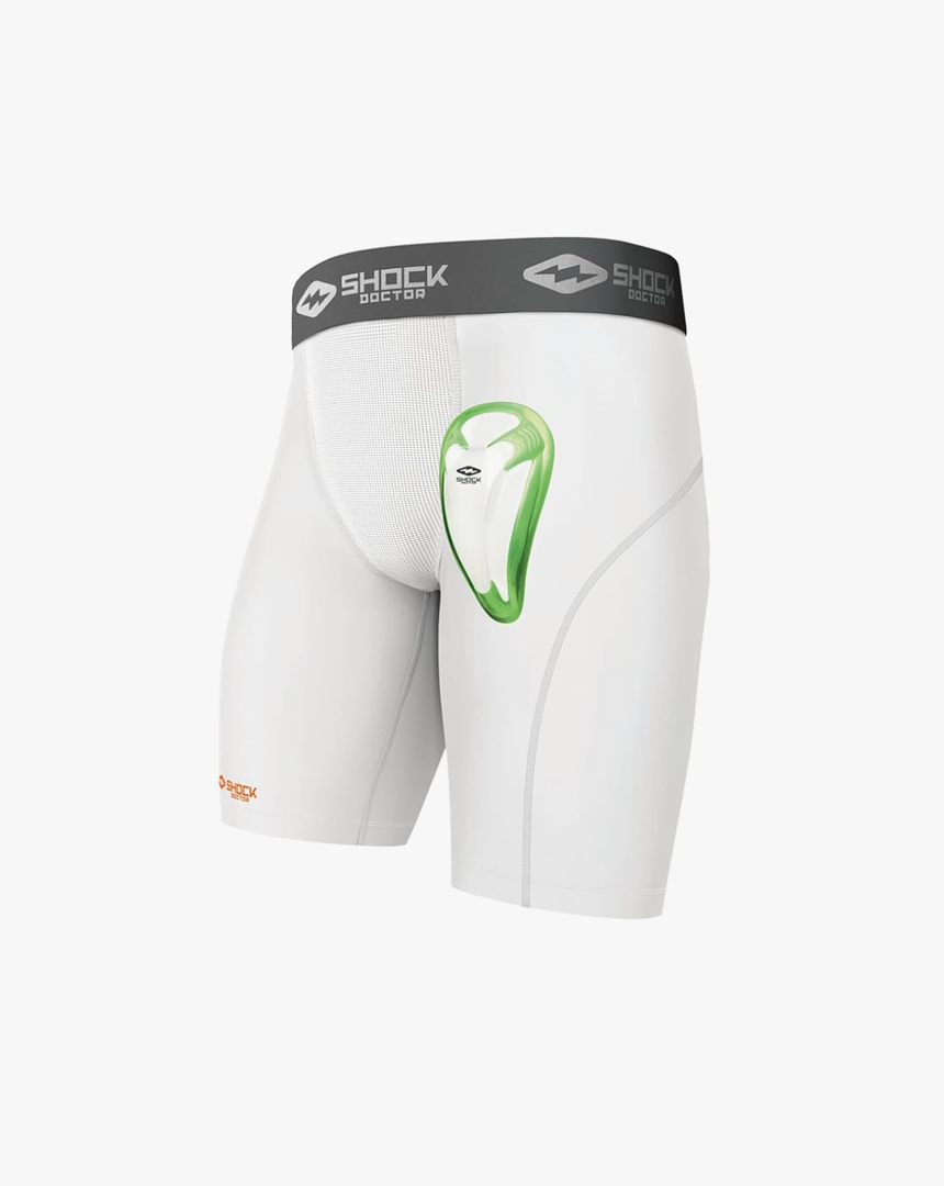 Shock Doctor Compression Shorts with Protective Bio-Flex Cup, Moisture Wicking Vented Protection, Youth Size YTH