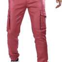 GINGTTO Mens Cargo Pants Slim Fit Leather Joggers Pants for Men Motorcycle Pants