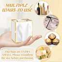 Yeaqee 50 Pcs Mini Metallic Paper Gift Bags with Handles 4x2.75x4.5'' Tiny Small Gift Bags with Thank You Tag for Wedding Graduation Birthday Party Return Gifts Jewelry Business (White,Gold)
