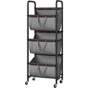 GRANNY SAYS 3 Tier Laundry Sorter, Laundry Hamper with Wheels, Laundry Room Organization and Storage, 3 Section Rolling Laundry Cart for Dorm, Bathroom, Bedroom, Closet, Grey