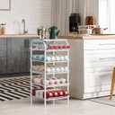 Water Bottle Organizer 5 Tier Free Standing Water Bottle Storage Rack Metal Water Bottle Rack Shelf Large Capacity Bottled Water Holder Beverage Soda Drink Stand for Kitchen Pantry Office,White