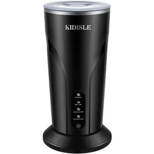 KIDISLE 4-in-1 Electric Milk Frother and Steamer, Milk Steamer and Cold Foam Maker, Hot Chocolate Maker, Frother for Coffee, Latte, Macchiato, Cappuccino, BPA Free, Black