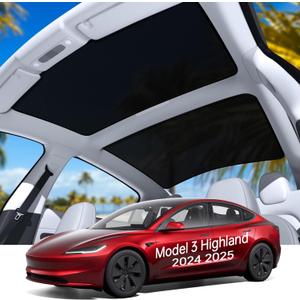 Sunshade Roof for Model 3 Highland Sunroof Window Sunshade Foldable SunshadeCompatible with Tesla Model 3 2024-2025 Accessories (2 of Set) (Black)