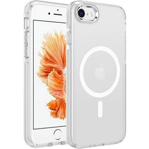 Upgraded Magnetic for iPhone SE Case 2022/3rd/2020/2nd gen, iPhone 8 & iPhone 7 [Compatible with Magsafe] Double-Layer Impact Resistant Translucent Matte Protective Phone Case, White (Updated Version - White)