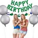 Golf Birthday Party Decorations Happy Birthday Letter Balloons Banner Men Boys Green Sport Themed Party Decoration Foil Mylar Golf Ball Balloons for Kids and Adults (Green)