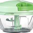 Ourokhome Manual Food Processor Vegetable Chopper, Portable Hand Pull String Garlic Mincer Onion Cutter for Veggies, Ginger, Fruits, Nuts, Herbs, etc., 500ml, Green
