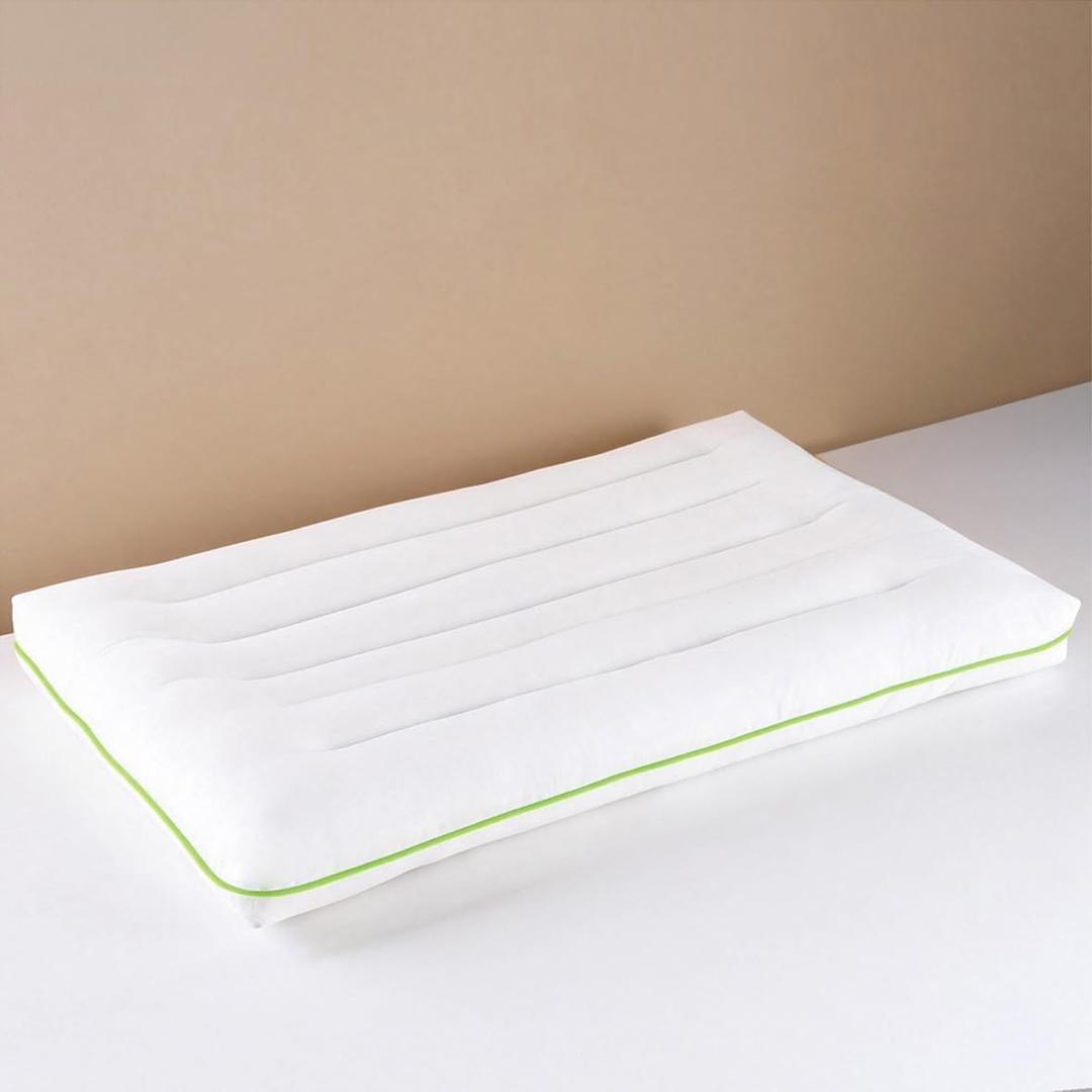 Low Profile Flat Thin Pillow (3.35) for Stomach & Back Sleepers, Soft Flat Bed Pillow with 7D Fiber Fill & Cotton Cover, Standard Size, Machine Washable