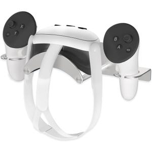 VR Wall Mount Aluminum Alloy,VR Headset Wall Mount Storage Stand Hook Compatible with Meta Quest 3/Quest Pro/Quest 2,Quest 3 Stand with 2 Storage Way,Desk Space Saving(Silver)
