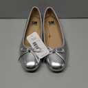 SMNY Women's Low Heel Flat Shoes Comfortable Bowknot Decoration Casual Ballet Shoes, Silver, 8