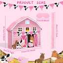 Faccito Pink Farm Piata Bundle Fiesta Piata Set Includes Bat Stick, Barnyard Piata and Blindfold Mask for Farmhouse Country Kids Cinco De Mayo Birthday Party Mexican Piata Game Supplies Decoration