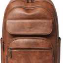 37L Backpack Purse for Women Men for Work Travel BackPack Vegan Leather Laptop College Daypack Shoulder Bag Brown