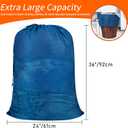 Polecasa Extra Heavy Duty Large Diamond Mesh Laundry Bags with Drawstring Closure & ID Tag, 2 Pack 24 x 36 inches Washable Storage Bag for College, Travel, Sports, Dorms, Blue