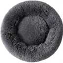 Donut Dog Bed Cat Bed Fluffy Calming Pet Bed Dog Round Bed Cat Round Bed Warm Kitten Nest Ideal for 3Kg Pet, Small, Dark Light 21"x6"