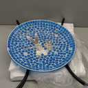 MUMTOP Mosaic Glass Bird Baths, 14 Inch Width Outdoor Garden Dragonfly Bird Bath Bowl with Metal Stand, Unique Glass Birdbaths Bird Feeder for Yard Decor, 19.68 Inch Height (Multi-Blue)