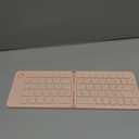 Mini Foldable Bluetooth Keyboard - Portable Wireless Full Size Keyboard (Sync Up to 3 Devices), Ultra-Slim Aluminum Travel Folding Keyboards for iPhone iPad Mac Android Windows iOS (Pink)