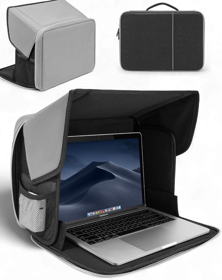 Laptop Sun Shade, Fits 13-16 Inch Laptop, UV-Heat Reflective & Water-Resistant Material, Easy to Carry Computer Case for Working Outside,Travel, Beach