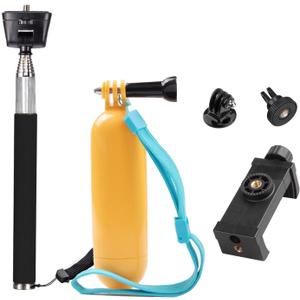 Action Camera Selfie Stick Floating Handle Grip for Insta 360/ Gopro Hero/AKASO/Brave/DJI Osmo Action/ODDV/SJcam/Icefox, with Phone Clip for iPhone Samsung Phone