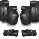 Adult/Kids 6 in 1 Protective Gear Set,Breathable Comfortable PP Shell EVA Cushion Knee Elbow Wrist Pads, Adjustable Fit for Skate&Skateboarding Cycling Roller Skating Snowboarding BMX Bike, Medium, 78-133 lbs