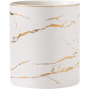 7" Marble Utensil Holder, Large Kitchen Utensil Holder Organizer , Golden Marble White Stable Utensil Crock Spatula Holder for Kitchen Counter Countertop Farmhouse Cooking Tools Holder