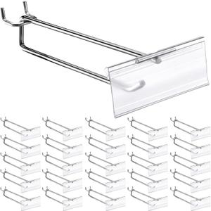 Thyle 50 Pcs Metal Scan Hook with Label Holder for 1/8" to 1/4" Pegboard, Peg Board Hooks with Price Tag, Pegboard Wall Accessories, Metal Hooks for Home Garage Retail Display Supplies (8 Inch)